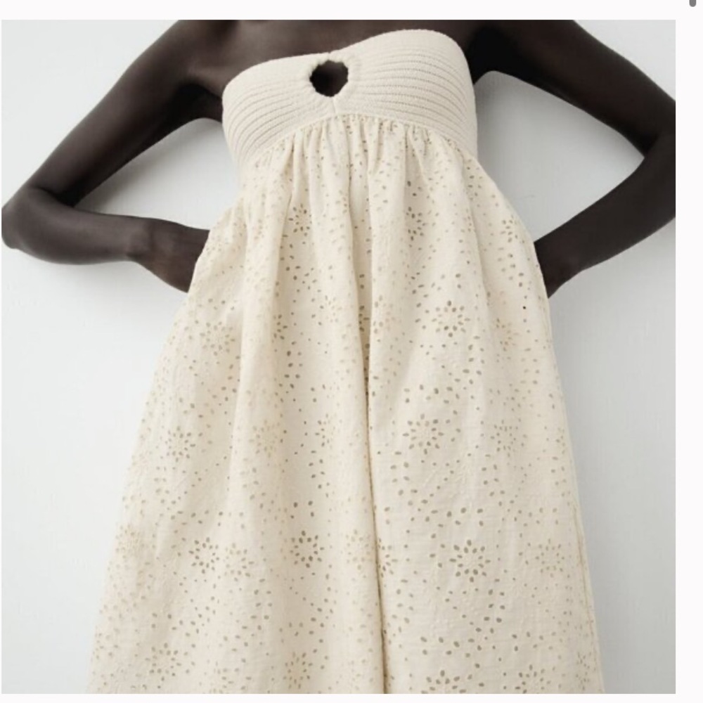 Zara Combination Embroidered knit dress